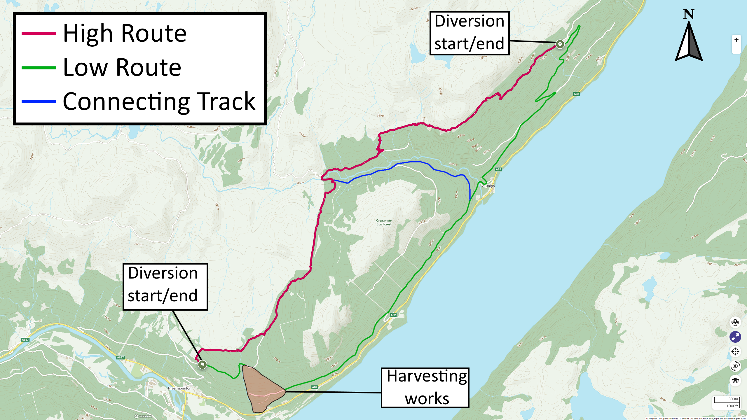 Low Route between Invermoriston & Drumnadrochit - Closed from November 10th for a couple of months 