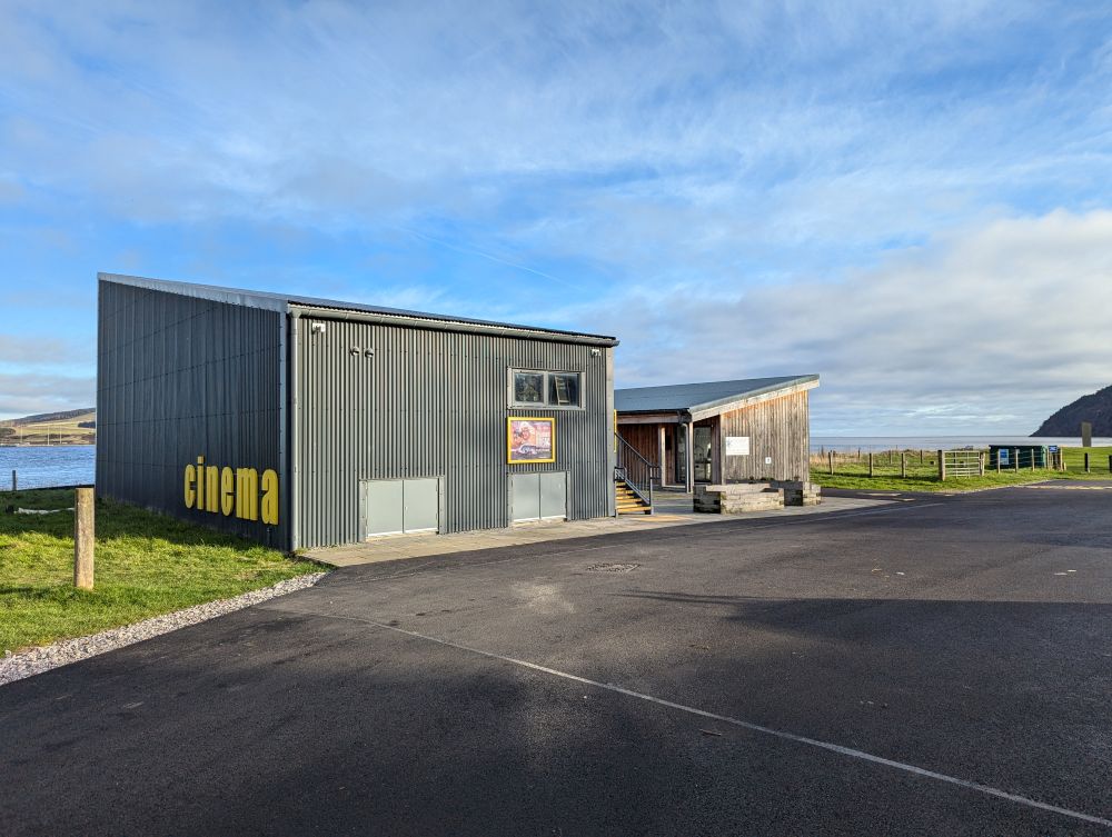 Photo from Cromarty and Resolis Film Society showing how Community Regeneration Funding has been used to improve the cinema access.