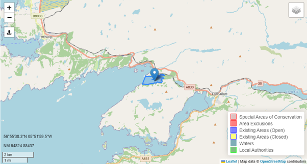 Map showing affected area
