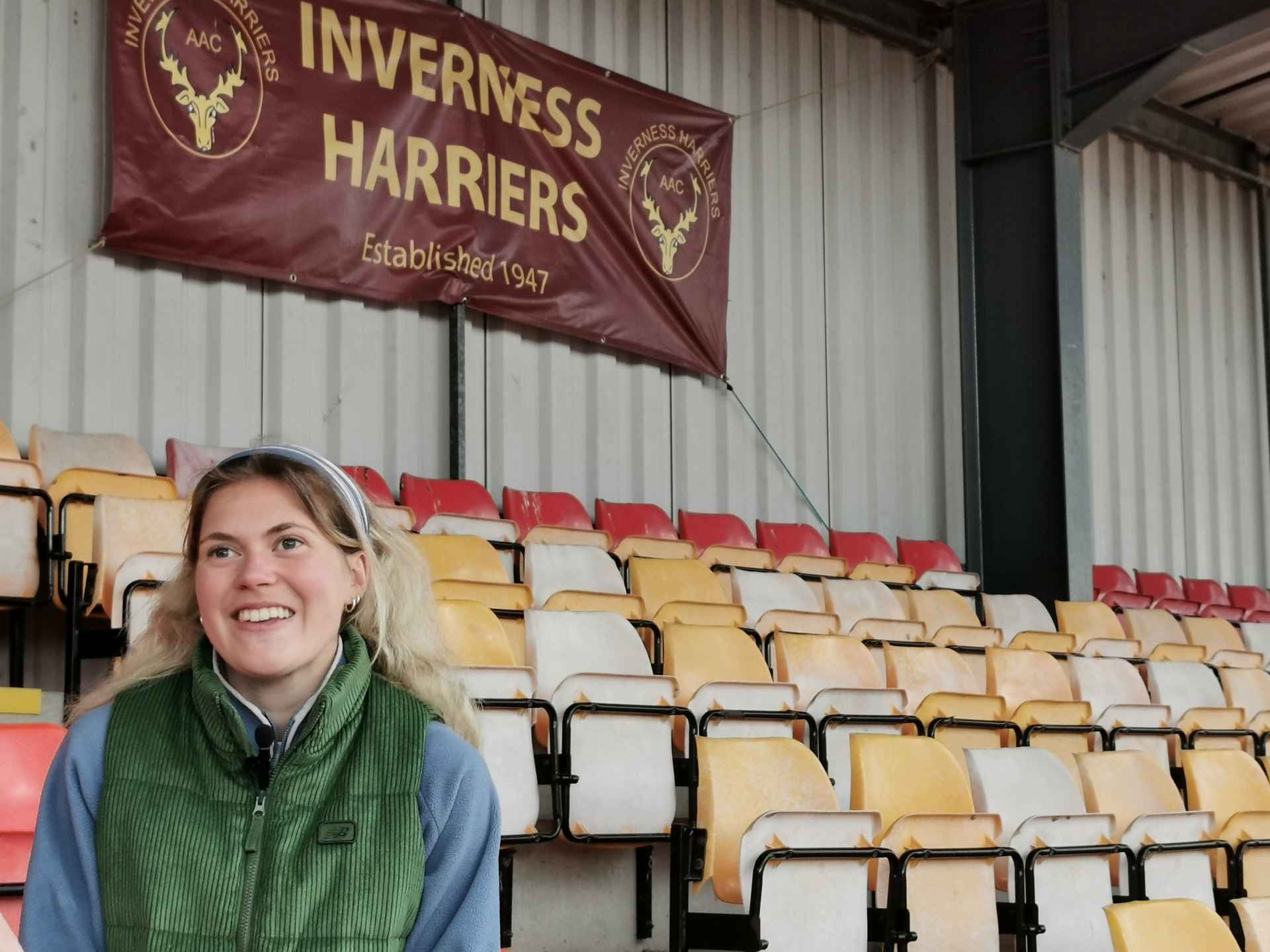 Olympic athlete and Inverness Harrier, Megan Keith at Queens Park Stadium for the running track handover