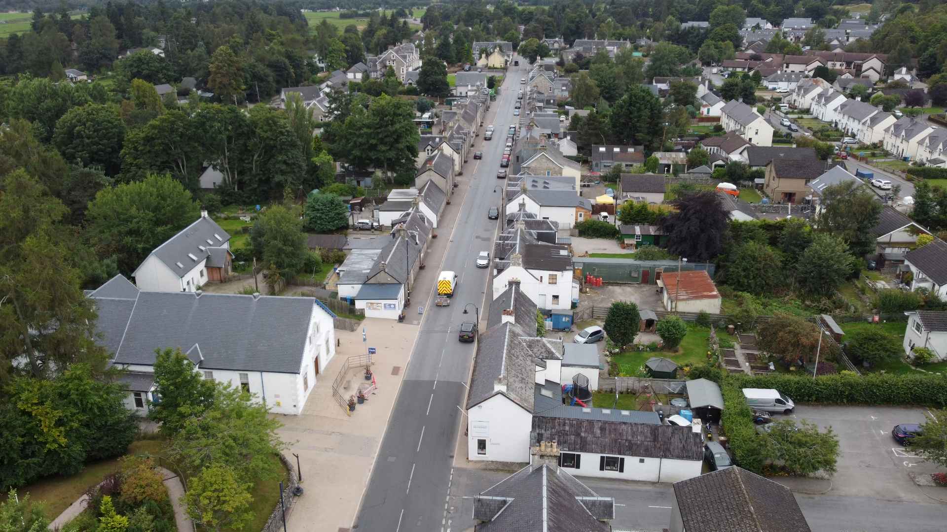 Aerial photo of Newtonmore looking south (bottom left) Newtonmore Community Hall