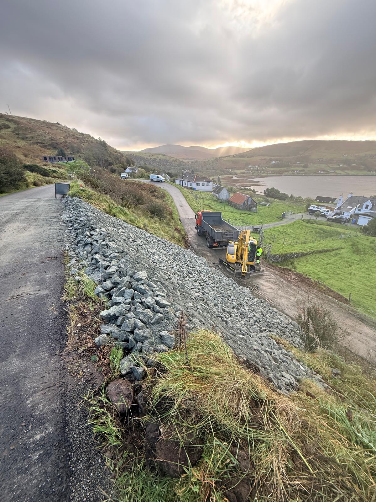 Work to clear a landslide in North Skye