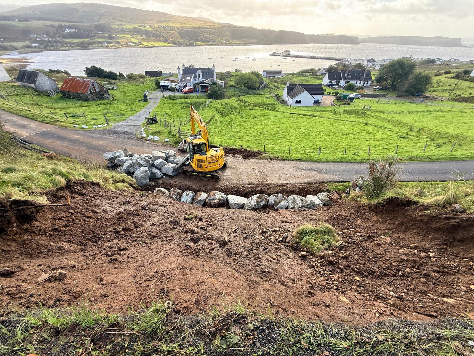 A landslide closed the road at Uig