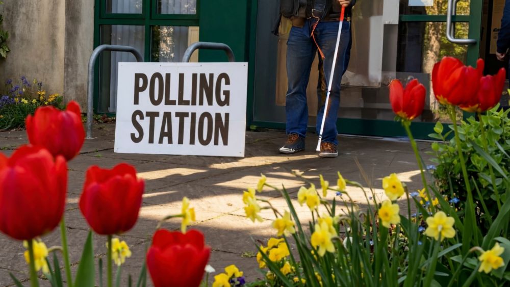 Graphic showing an accessible poling station