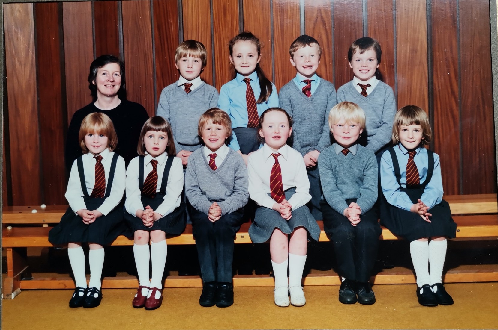 Some of the first pupils at Central Primary School's Gaelic Medium Unit - 1986-87, with teacher Lisa Storey