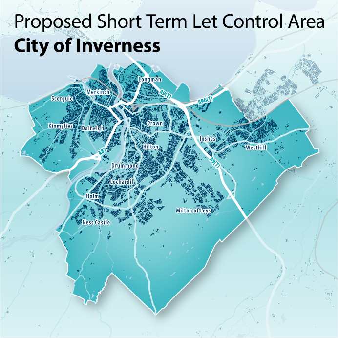Map showing the proposed Inverness City Short Term Let Control Area